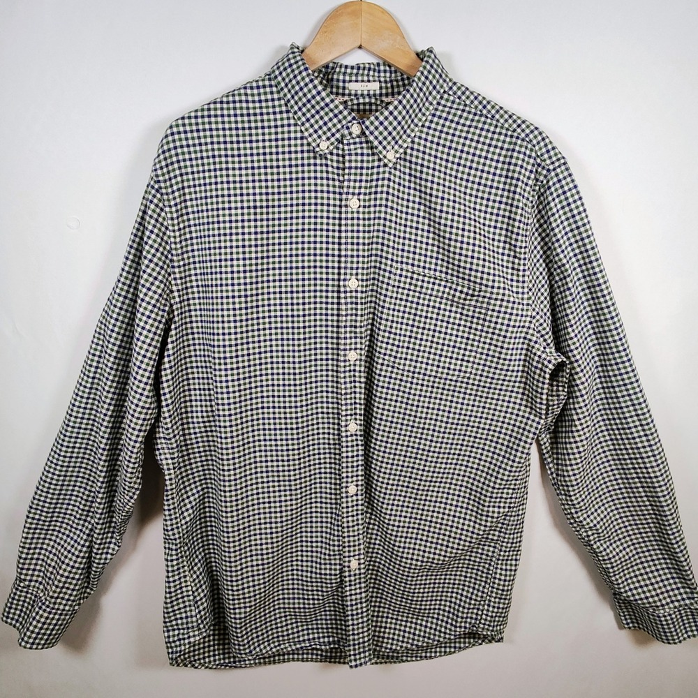 Hawker Rye Mens XL Slim‎ Fit Button Down Shirt Navy Green Mini Tattersall Cotton